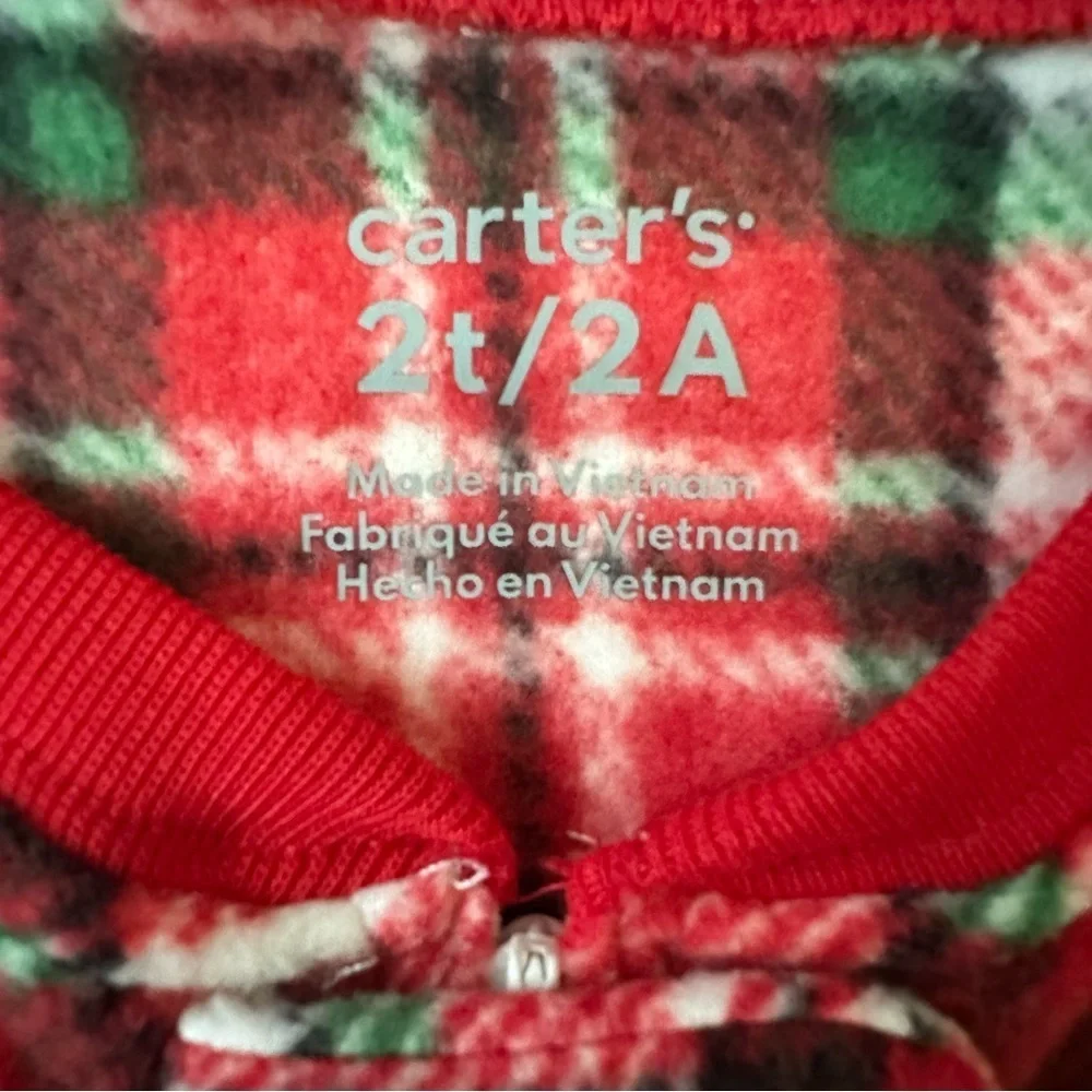 Carter's Red and White Plaid Footed One Piece Pajama Size 2T
